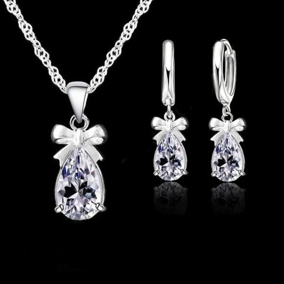 Jewelry - 925 Sterling Silver Pendant Earrings And Necklace Set